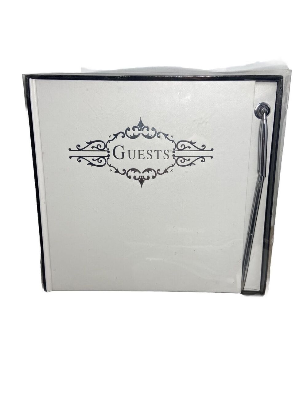 Wedding Guest Book With Silver colored Pen in Gift Box 10 by 11 inch